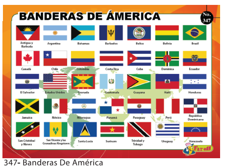 LAMINAS EDUCATIVAS BANDERAS DE AMERICA