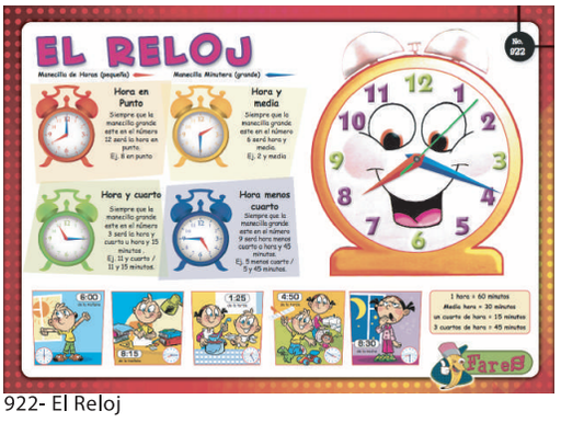 [F922] LAMINAS EDUCATIVAS EL RELOJ
