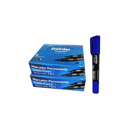[MK-22114-BU] MARCADOR PERMANENTE POINTER DOBLE PUNTA AZUL